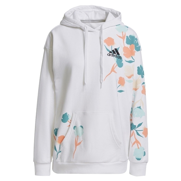 Adidas Women's Plus Size Floral Graphic Hoodie HB4572 White 3x NEW NWT - Picture 2 of 16